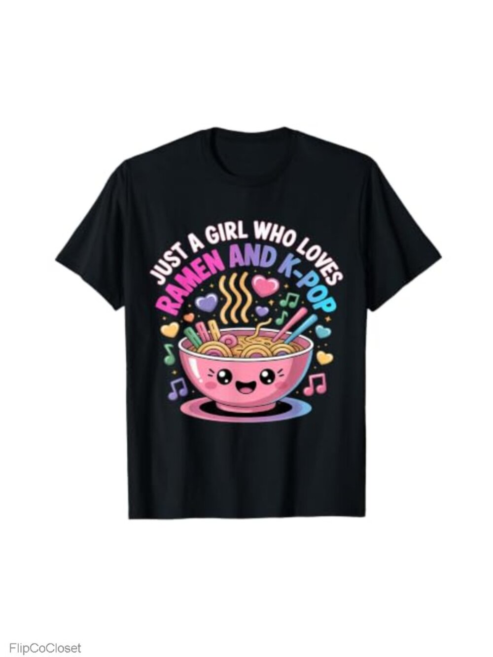 Just A Girl Who Loves Ramen and K-Pop Graphic T-Shirt Short Sleeve